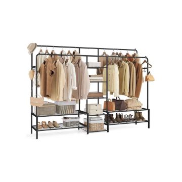 Avatud riidekapp SONGMICS, 7 riiulit, Must, 195 × 172,8 × 45 cm
