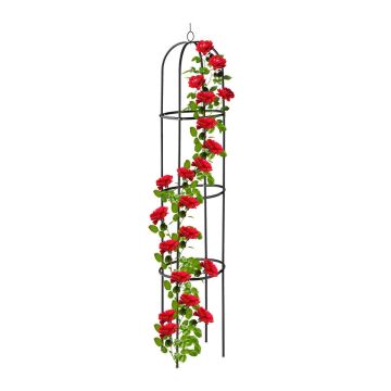 Taimetugi Relaxdays, ümmargune obelisk, Must, 40 × 190 × 40 cm