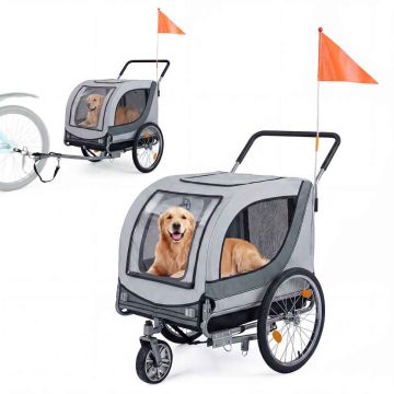 Pet stroller and bike trailer, 2 in 1, 160.02 × 71.12 × 109.22 cm