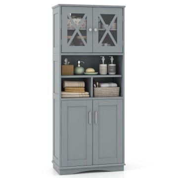 Tall bathroom cabinet, 3 adjustable shelves, 60 × 145 × 30 cm
