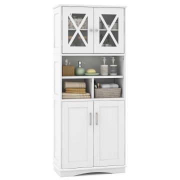 Tall bathroom cabinet, 3 adjustable shelves, 60 × 145 × 30 cm