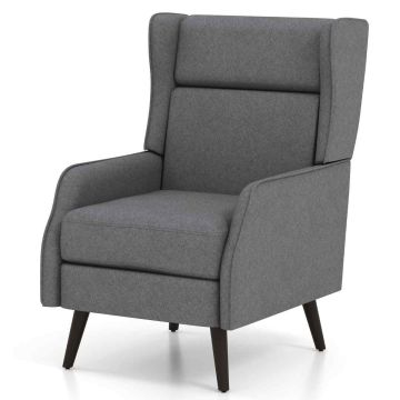 High-back armchair with removable seat cushion, gray