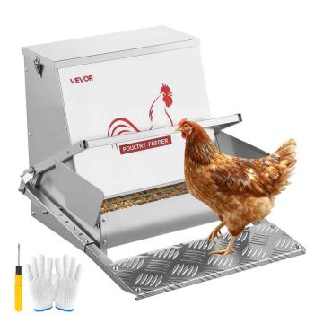 Automaatne kanasöötja VEVOR SS-00095, 18,14 kg mahutavus, Hõbedane, 47–53,5 × 42,5 × 40,5 cm