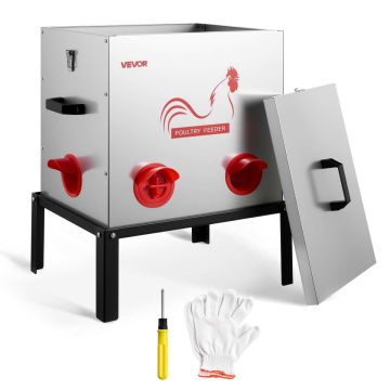 Automaatne kanasöötja VEVOR SS-00184, 6 söödaava, mahutavus 22,68 kg, 48,5 × 58 × 38,5 cm