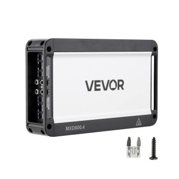 Autovõimendi VEVOR MXD600.4, 4 kanalit, Must, 24,5 × 14,5 × 4,8 cm