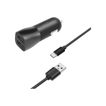 Autolaadija Fixed Dual USB Cable, 2 USB-porti