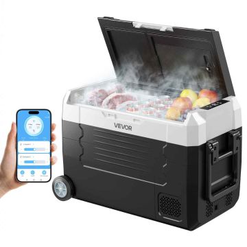 Kompressoriga auto külmik VEVOR EA35-D, 35 l, kaks tsooni, Must, 44 × 52 × 71 cm