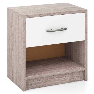 Прикроватная тумбочка 38,5x28x40,5см, светло-серого/белого цвета