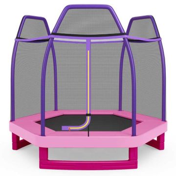 Батут 223x223x186см, фиолетово-розовый