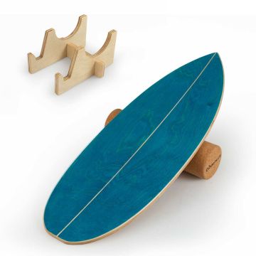 Balance board, with cork roller and storage stand, 31 × 11 in