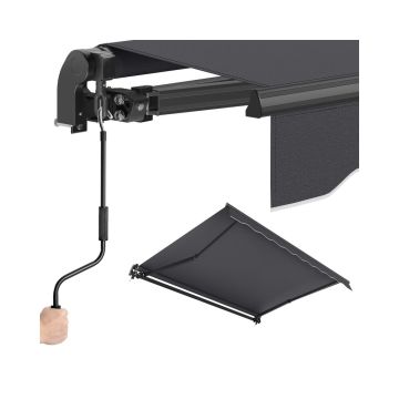 SONGMICS balcony awning, foldable, with hand crank, Grey, 250 × 200 cm