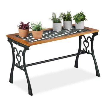 Rõdulaud Relaxdays 10030997.0, Roheline/pruun/must, 98 × 58 × 47 cm