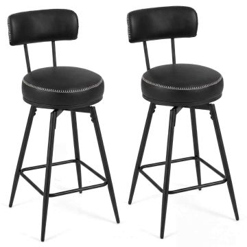 Bar stools, 2 pcs, Black, 46 × 98 × 41 cm