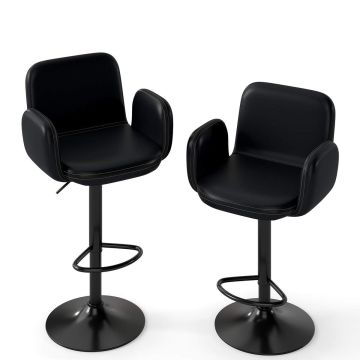 Bar stools, 2 pcs, Black, 52 × 55 × 89–110 cm