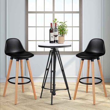 Baaritoolid, 2 tk, Must/valge, 42,5 × 40 × 92 cm