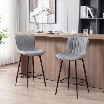 Bar stools, 2 pcs, Grey/black, 51 × 94 × 47 cm
