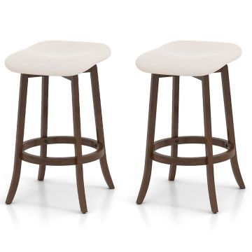 Bar stools, 2 pcs, Brown and cream, 46 × 74 × 43 cm