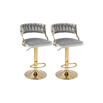 Bar stool set, 2 pcs, Gray and gold, 48.26 × 83.82–106.68 × 46.99 cm