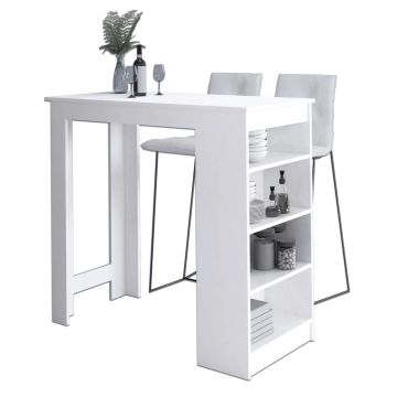Барный стол AkordV2, 4 полки, белый, 115 × 103 × 50 см
