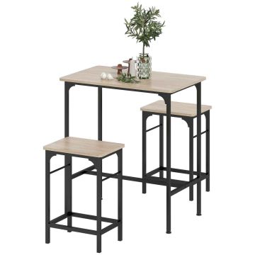 Baarilauakomplekt, 2 baaritooliga, Tamme/must, 80 × 87 × 50 cm