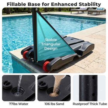 Pool Basketball Stand, 8 Height Levels, Black, 83 × 59 cm