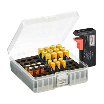 Кейс для батареек Relaxdays 10046093.0, 60 батареек, 15 × 5,5 × 15,5 см