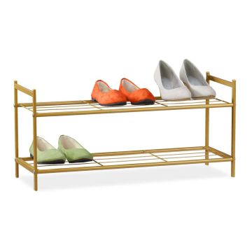 Jalatsiriiul Relaxdays 10020563_259, 6 paarile, Kuldne, 69,5 × 33,5 × 26 cm