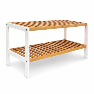 Jalanõuderiiul Relaxdays, 2 riiulit, Pruun/valge, 70 × 33 × 24,5 cm