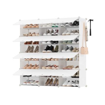 Jalatsiriiul SONGMICS, 10 sektsiooni, valge, 124,4 × 124,6 × 32 cm