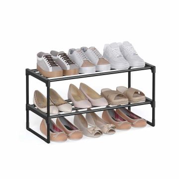 SONGMICS Shoe Rack, 4-Tier, 5-10 Pairs, Black, 30 × 68 × 33.8 cm