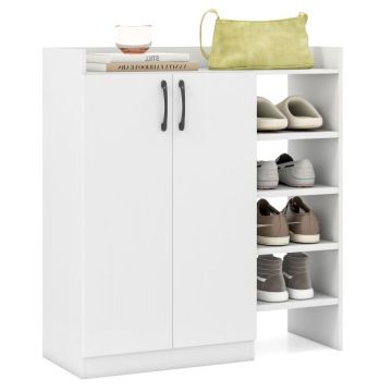 Jalatsikapp, 2 ust, 5 avatud sektsiooni, Valge, 83 × 31 × 90 cm