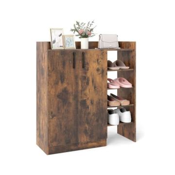 Jalatsikapp, 2 riiulit, 4 lahtrit, Pruun, 83 × 90 × 31 cm