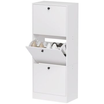 Обувной шкаф, 3 ящика, до 12 пар, Белый, 47 × 115 × 28 см