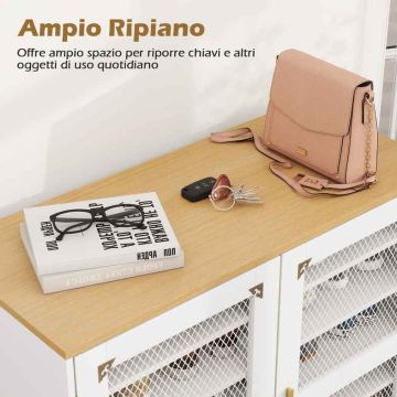 Shoe cabinet, 7 levels, 5 adjustable shelves, White, 80 × 106 × 37 cm