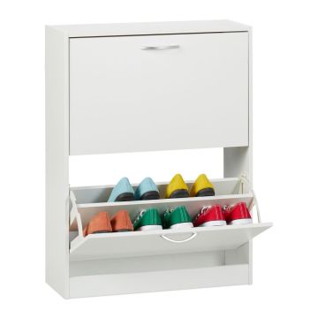 Jalatsikapp Relaxdays 10048932_340, 2 sektsiooni, Valge, 60 × 80 × 24 cm