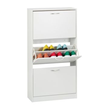 Jalatsikapp Relaxdays 10048932_341, 3 sektsiooni, Valge, 60 × 116 × 24 cm