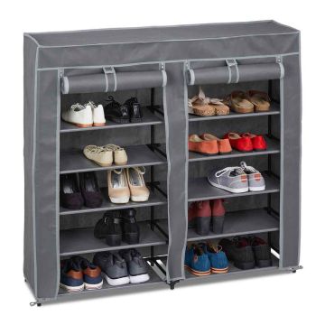 Jalatsikapp Relaxdays, 12 sektsiooni, umbes 36 paari, Hall, 115 × 107 × 30 cm