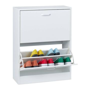 Jalatsikapp Relaxdays, 2 ust, Valge, 60 × 79 × 24 cm