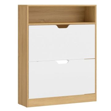 Shoe cabinet VASAGLE, 2 doors, open compartment, 80 × 102 × 24 cm