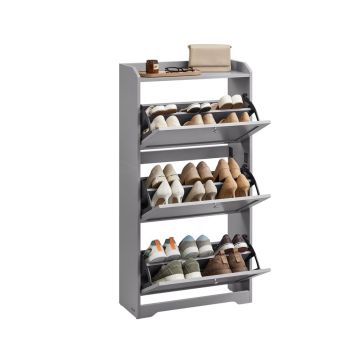 Jalanõukapp VASAGLE LBC036GD01, 3 ust, kuni 18 paari, Hall, 24 × 60 × 121,2 cm