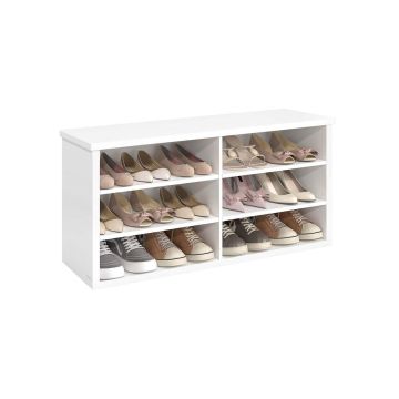 Jalanõupink VASAGLE, 6 reguleeritavat riiulit, Valge, 100 × 50 × 29,5 cm