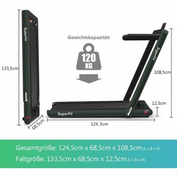 Treadmill, 2 modes, 133.5 × 68.5 × 12.5 cm