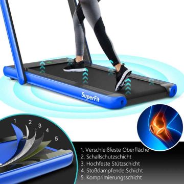 Treadmill, 2 modes, Black/Blue, 124.5 × 108.5 × 68.5 cm