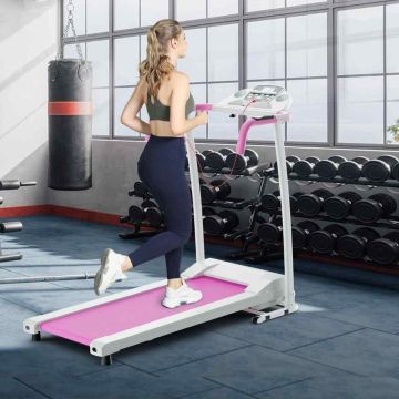 Treadmill, foldable, 12 programs, White/pink, 125 × 60 × 98 cm
