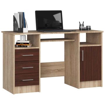 Kirjutuslaud NORE Ana 124 cm, tumepruun/tammevärv