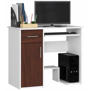 Kirjutuslaud NORE Jay 90 cm, valge/tumepruun