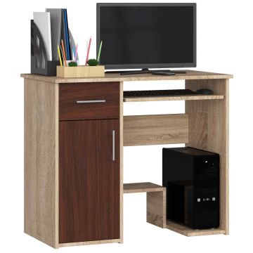 Kirjutuslaud NORE Jay 90 cm, tumepruun/tammevärv
