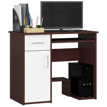 Kirjutuslaud NORE Jay 90 cm, valge/tumepruun