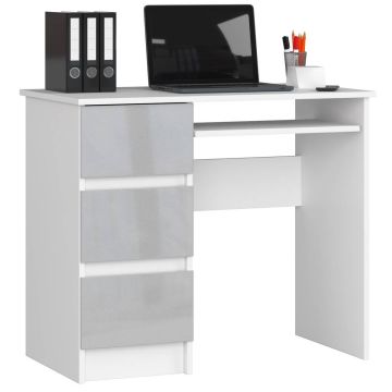 Kirjutuslaud NORE A-6, vasak, valge/helehall