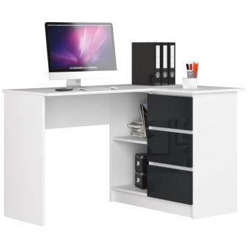 Угловой стол NORE B16, справа, белый/темно-серый.